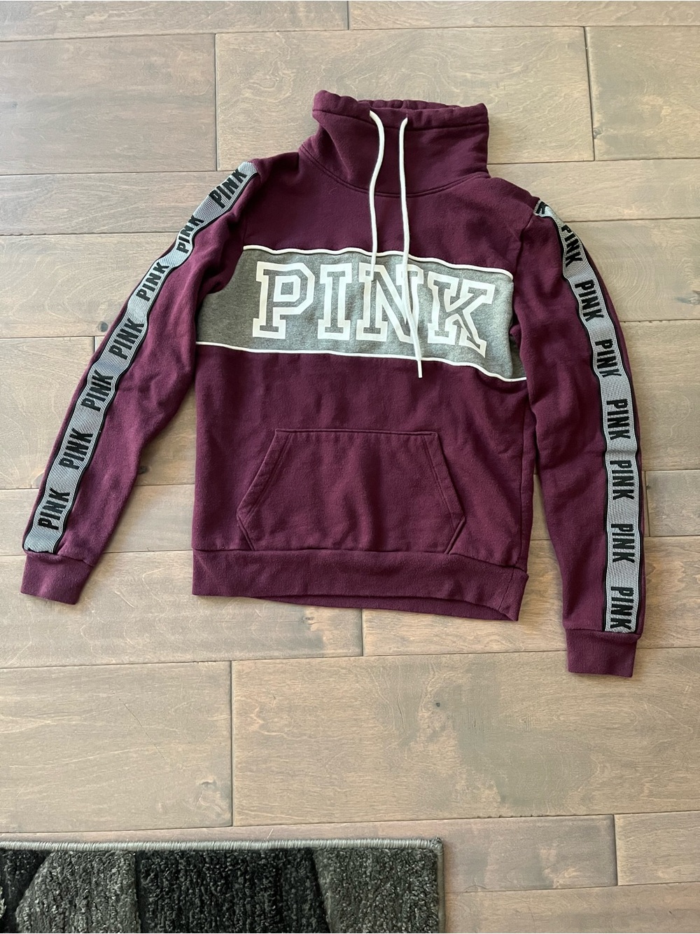 Victoria's Secret PINK Women’s Maroon Funnel Neck Pullover Sweater